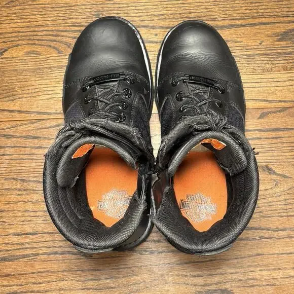 Harley Davidson D96204 6.5” Black Leather Combat Biker Boots Men’s 8 - Picture 6 of 8